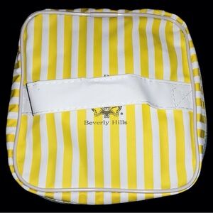 Retired Giorgio Armani Yellow and White Striped Cosmetic Bag